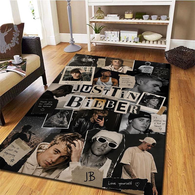 Justin Drew Bieber Dywanik do Salonu Sypialni Domu Dekoracja Sofy, Mata Podłogowa Antypoślizgowa dla Dzieci