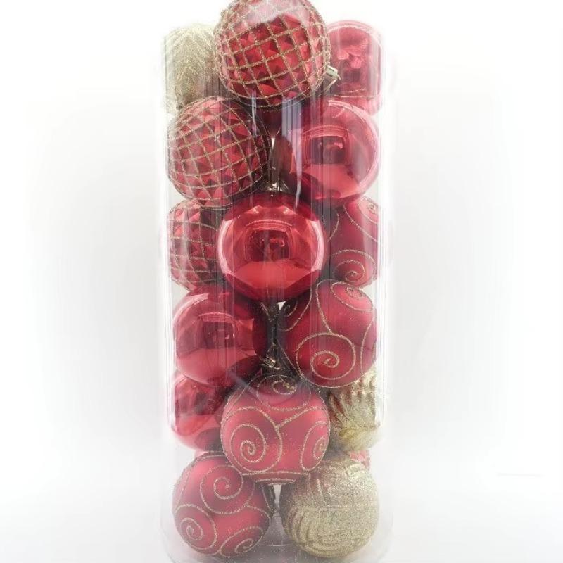 Christmas Decoration 8cm Plastic Balls Party Hanging Ornaments Classic Bucket Set Electroplated Spheres Holiday Decor