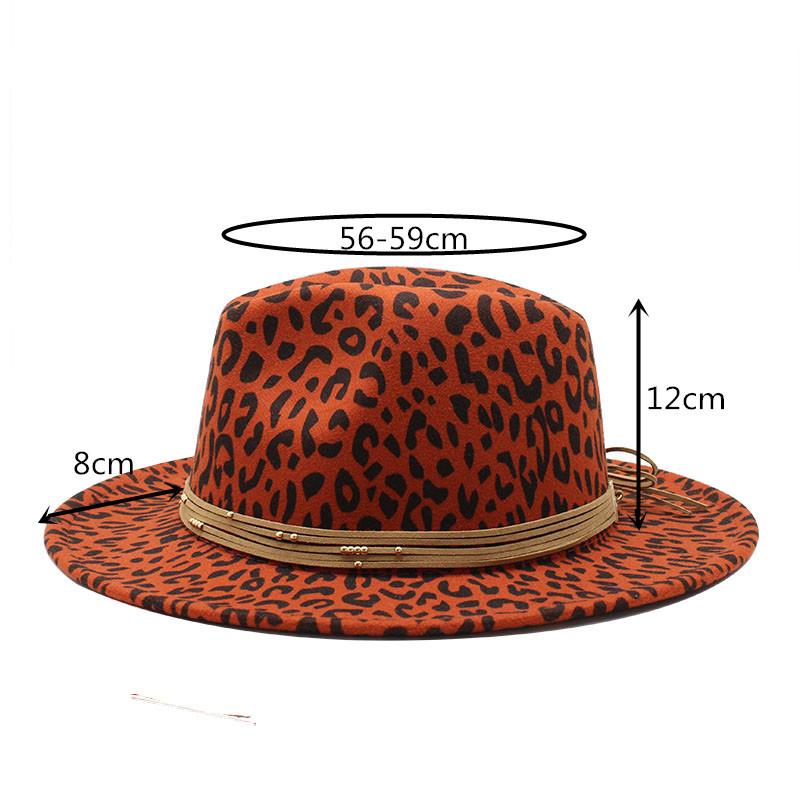 Woolen Leopard Print Top Hat, Flat-Brimmed Big Eave Hat, Couple Hat, Jazz Hat.