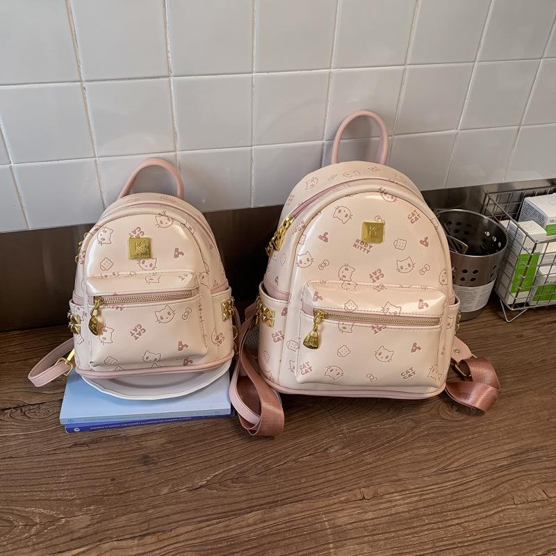 Schoolbag Cartoon Printed Backpack Female Versatile Going Out Travel Small Backpack Daily Commuter Portable Bag Female