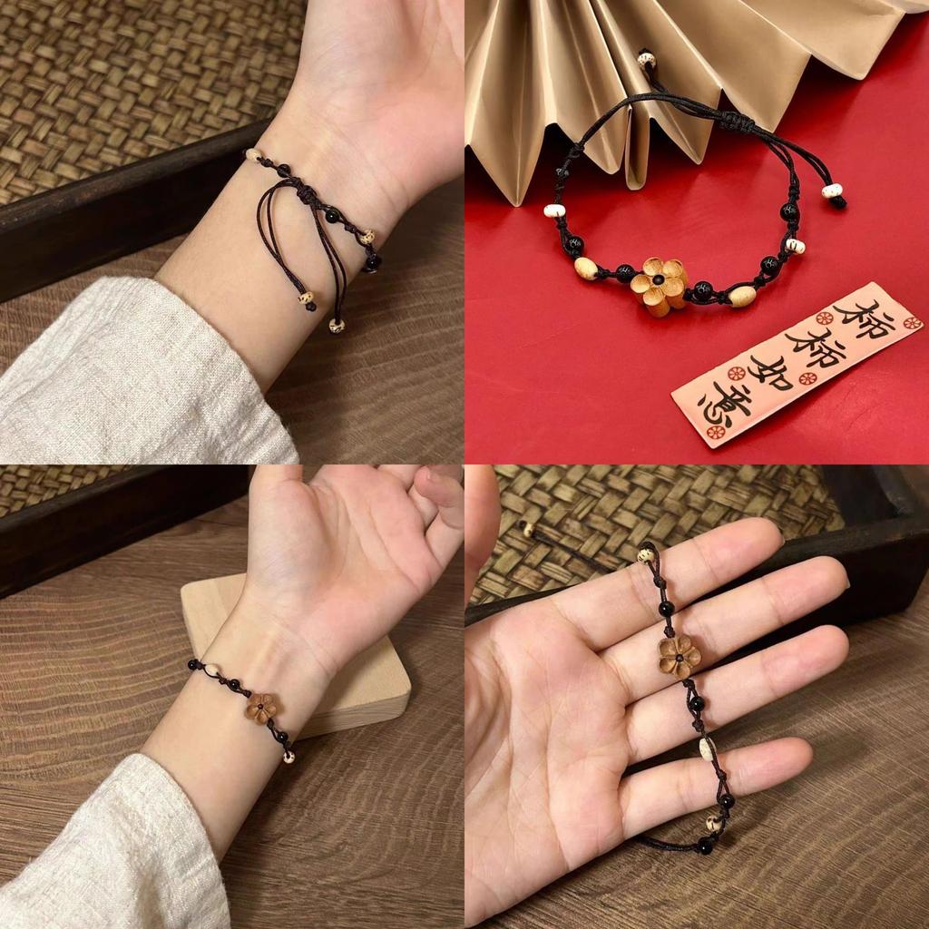 Exquisite Handwoven Peach Blossom Bracelet For Women In Trendy New Chinese Style