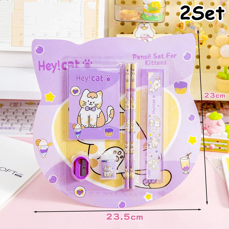 

2 Набора Мультяшный Милый Животные Сюрприз Набор Канцелярских Принадлежностей Портативный Набор Канцелярских Принадлежностей Набор Канцелярских Принадлежностей для Детей Начальной Школы Детские Подарки фиолетовый