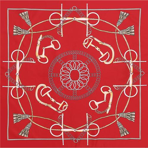 

[POBING] 100% Silk Square Scarf Women Brand Foulard NeckerChief High Quality Silk Horse Scarves Shawl Hijab Office Bandana