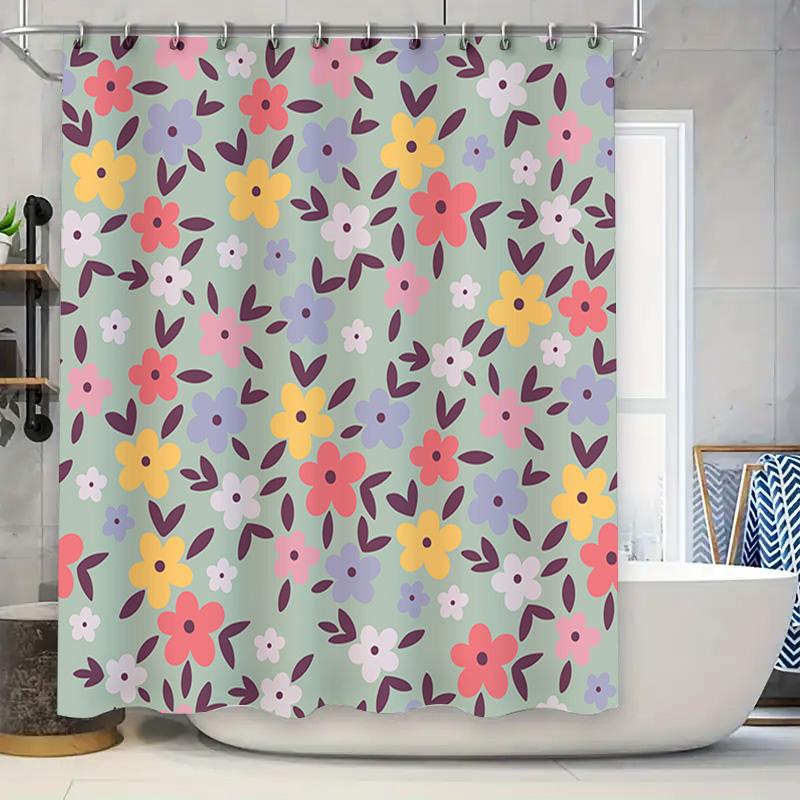 

Floral Shower Curtain With Pastel Colors Decorative Bathroom Liner For Bathtubs Showers (Size Customizable) W60H190(CM)-1 Pcs