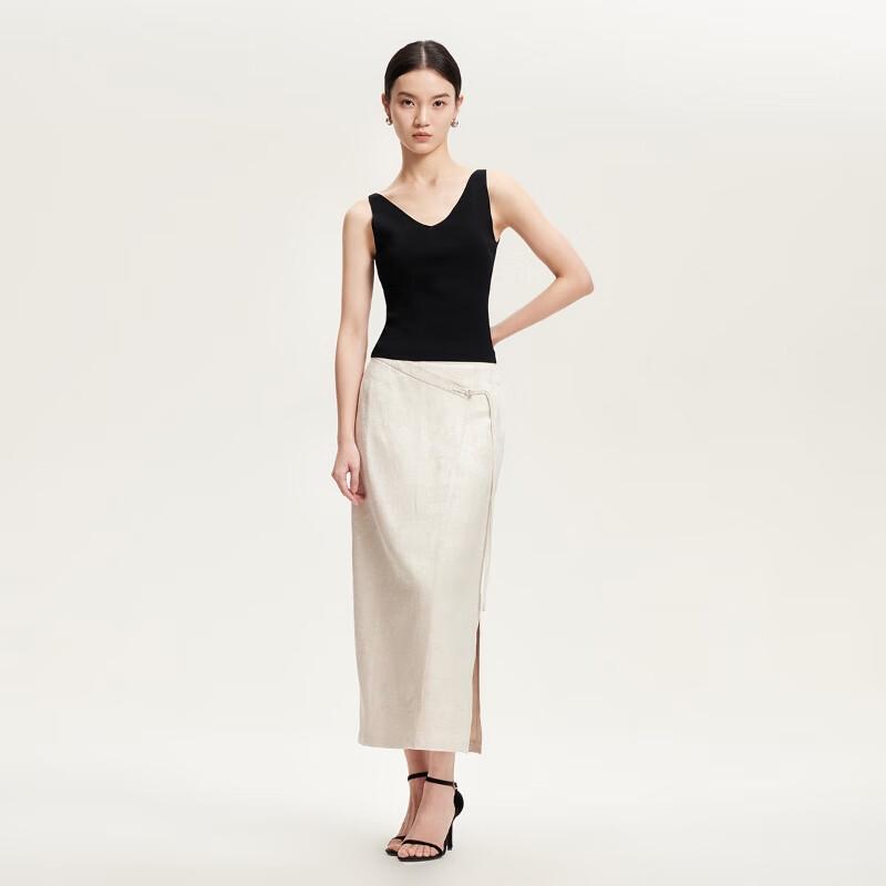 Vero Moda Chinese Button Glossy Midi Skirt