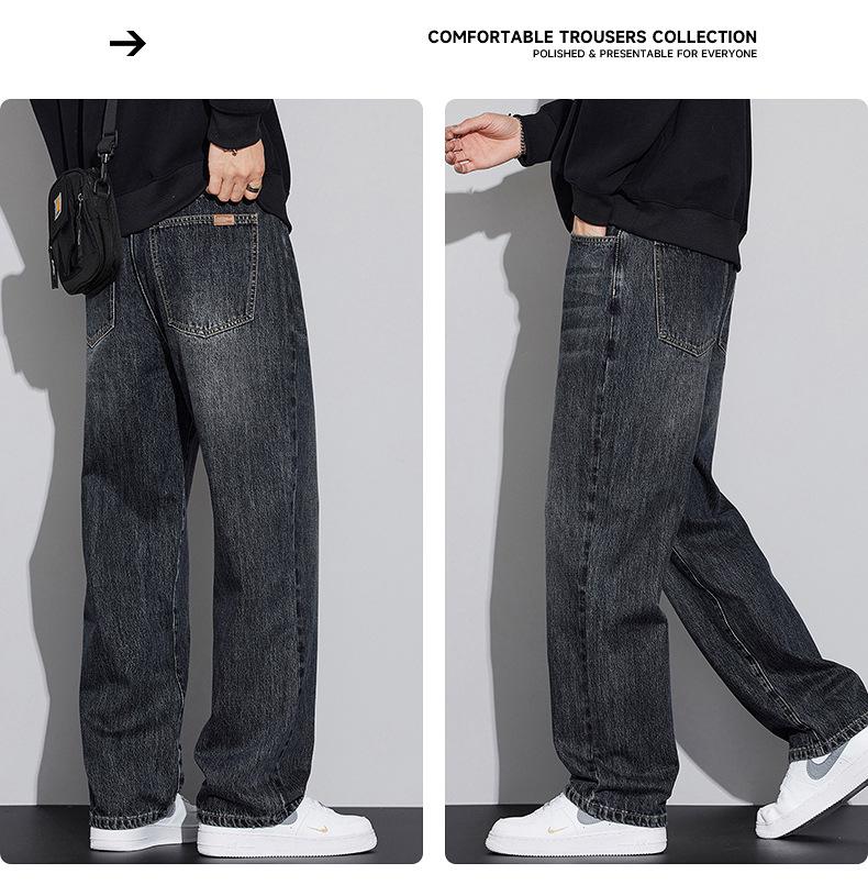 2025 Autumn/Winter Men's Retro High Street Loose Straight-Leg Jeans