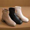 French Thick Heel Small Short Boots Women's 2025 New Martin Boots Fashion Soft Leather Square Head Versatile Medium Boots Fashion Boots
