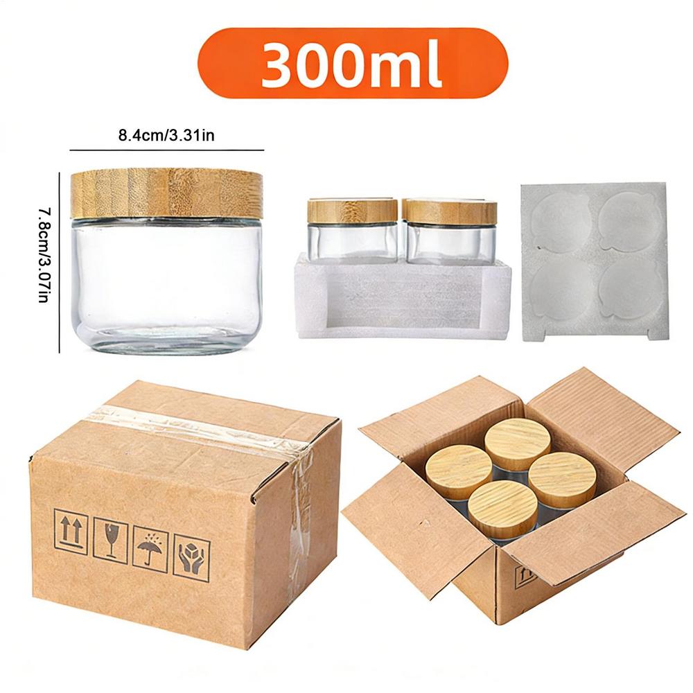 Oats Overnight Container 4 X 300ml LeakproofGlass Wide Mouth Salad Jars Overnight Oats Containers With Lids Glass For Yogurt