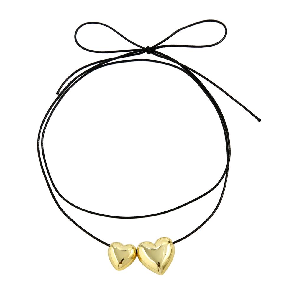 Delicate Love Necklace Adorned with Bowknot Simple Pendant Necklace Elegant Clavicular Chain Jewelry for Fashionistas