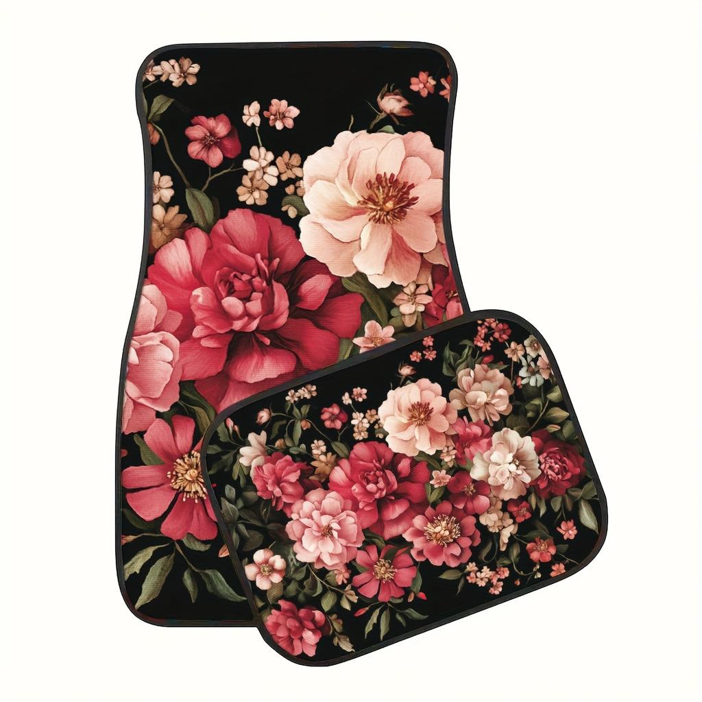Set of 4 Car Mats Featuring Ethnic Designs with a Vintage Look, Fashionable And to Maintain, Compatible with Different Vehicle Models
