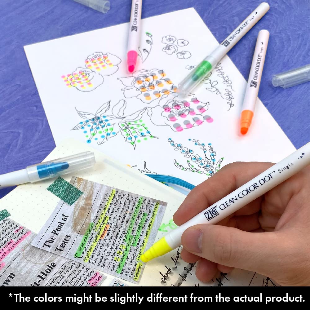 Kuretake Water-based Pen ZIG Clean Color Dot Single Highlight Color Set TCSD-6100/6VC