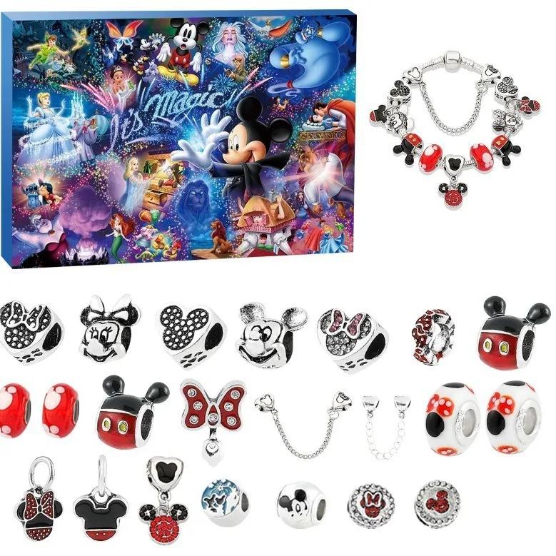 Stitch Mickey Christmas Advent Calendar Bracelets Xmas Countdown Calendar Diy Jewelry Making Kit Girls Surprise Gift