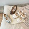 Girls Leather Shoes for Party Wedding Children Shallow Pleated Shoes Kids Flats Moccasins Shoes Anti-Slippery 2024 Autumn Spring