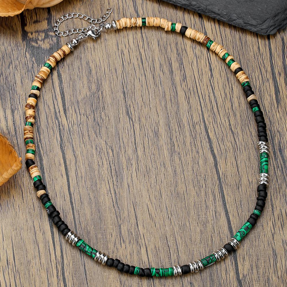 

Натуральне бірюзове дерево, намисто для чоловіків, універсальне, нейтральне, вітер, дерев яна стружка, кокосова шкаралупа, намисто з нержавіючої сталі