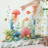 Cartoon Sea Floor Seaweed Coral and Small Animal Bathroom and Toilet Decoration Beautification Wall Stickers