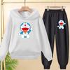 Set Felpa Invernale Calda per Bambini Doraemon, Maglia Lunga con Cappuccio Sportiva Casual e Pantaloni Lunghi Adatti a Bambini e Bambine dai 3 ai 12 Anni