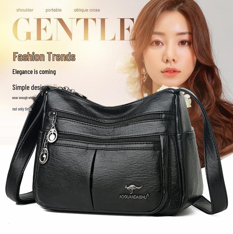 Women's 2025 Versatile PU Crossbody Bag: Fashionable, Multi-Pocket Shoulder Bag for Middle-Aged & Elderly Ladies