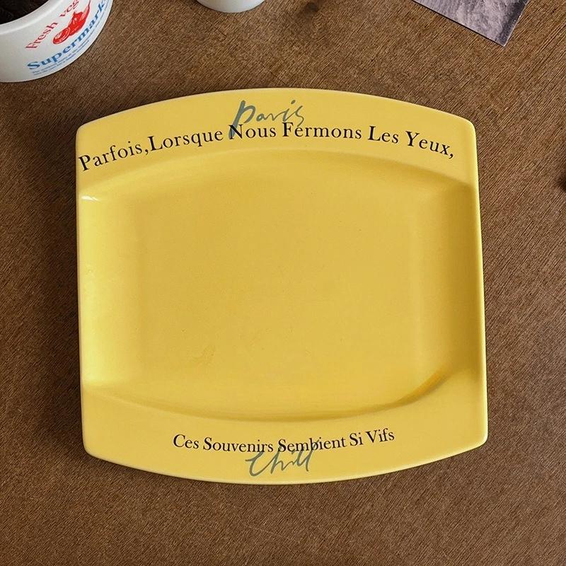 Korean Ins Style Dessert Plate Vintage French Ceramic Breakfast Plate Bread Cake Plate Elegant