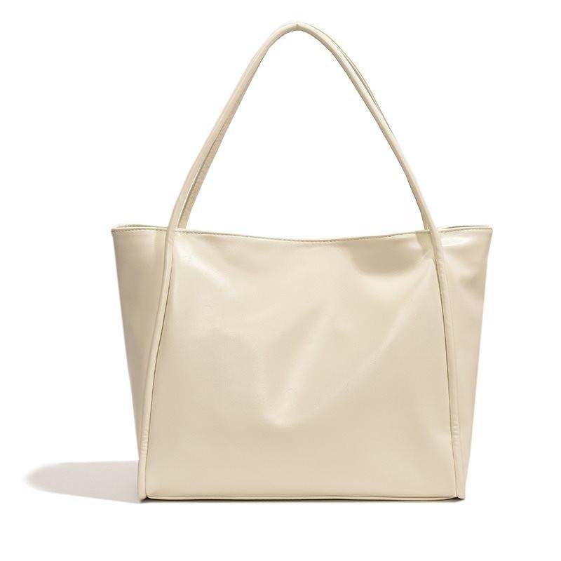 Large Capacity Minimalist White Tote Bag Stylish Commuter Shoulder Bag For Everyday Use