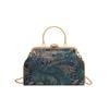 Bloemen geborduurde crossbody tassen voor dames Stijlvolle schoudertas met metalen handvat en kettingriem Boheemse clutch handtassen portemonnee