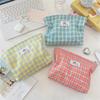 Girly Plaid Cosmetic Bag Large Capacity Travel Portable Women  Clutch Zipper Pouch Handbag Makeup Toiletries Storage Bags