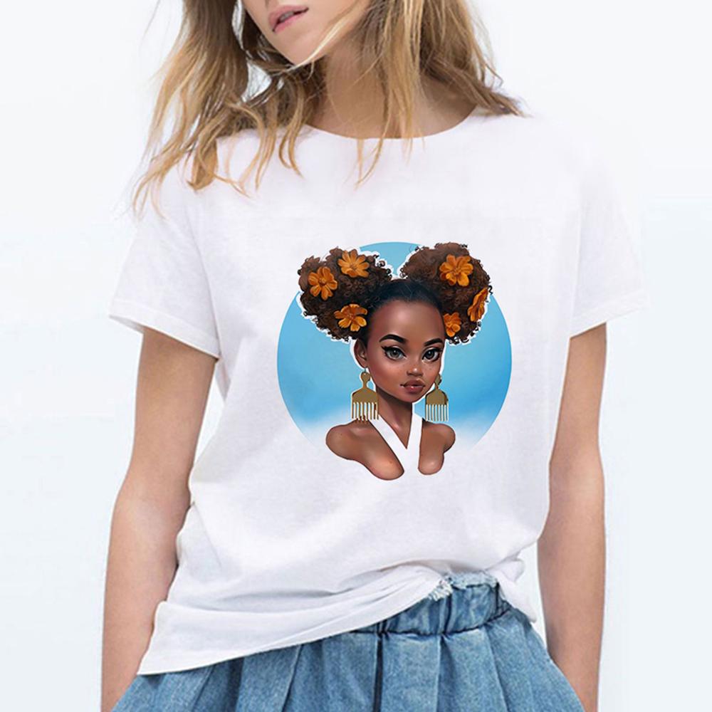 Fashion Cool Melanin Black Tattoo Girl T Shirts Women O Neck Short Sleeve Harajuku Tshirt Kawaii.Png