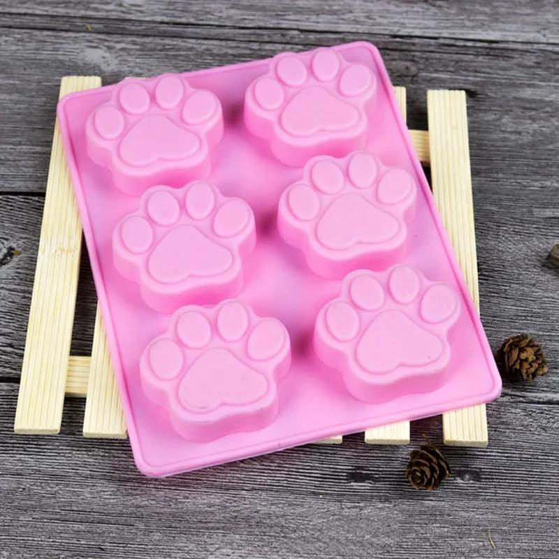 Lebensmittelechtes Silikon Fondant Hundepfotenabdruck Kuchenformen Cupcake Keks Katze Pfote Füße Form Handgemachte Seifenform Küchenbackwerkzeug