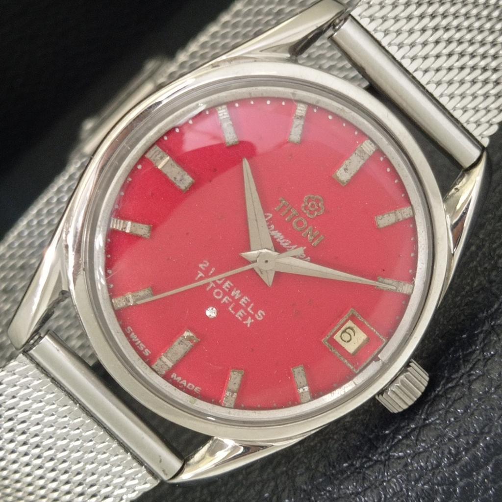 

SWISS VINTAGE TITONI AIRMASTER TITOFLEX HAND-WINDING MENS RED WATCH a703246-1 R213a-a703246