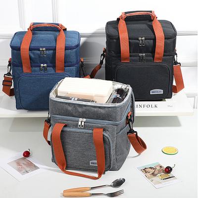Large Capacity Picnic Bag Double-layer Aluminum Film Thermal Lunch Box Ice Pack Wear-resistant Waterproof for Travel Camping