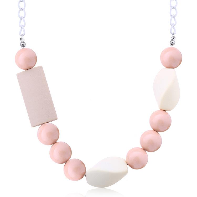 JMXD-Geometric Wood Necklace Women's Acrylic Bead Necklace New Accessories Exaggerated Jewelry