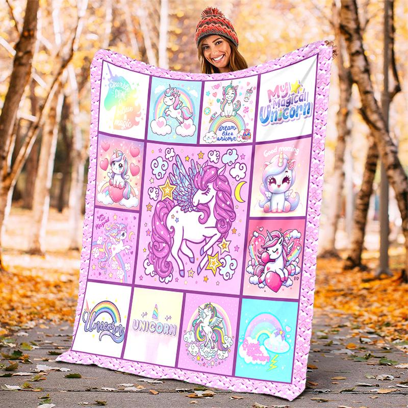

1PC Pink Sweetheart Unicorn blanket, al season lightweigh Poster blanket home office outdoor nap multifunc Poster blanketional blanket 80cm x 120cm