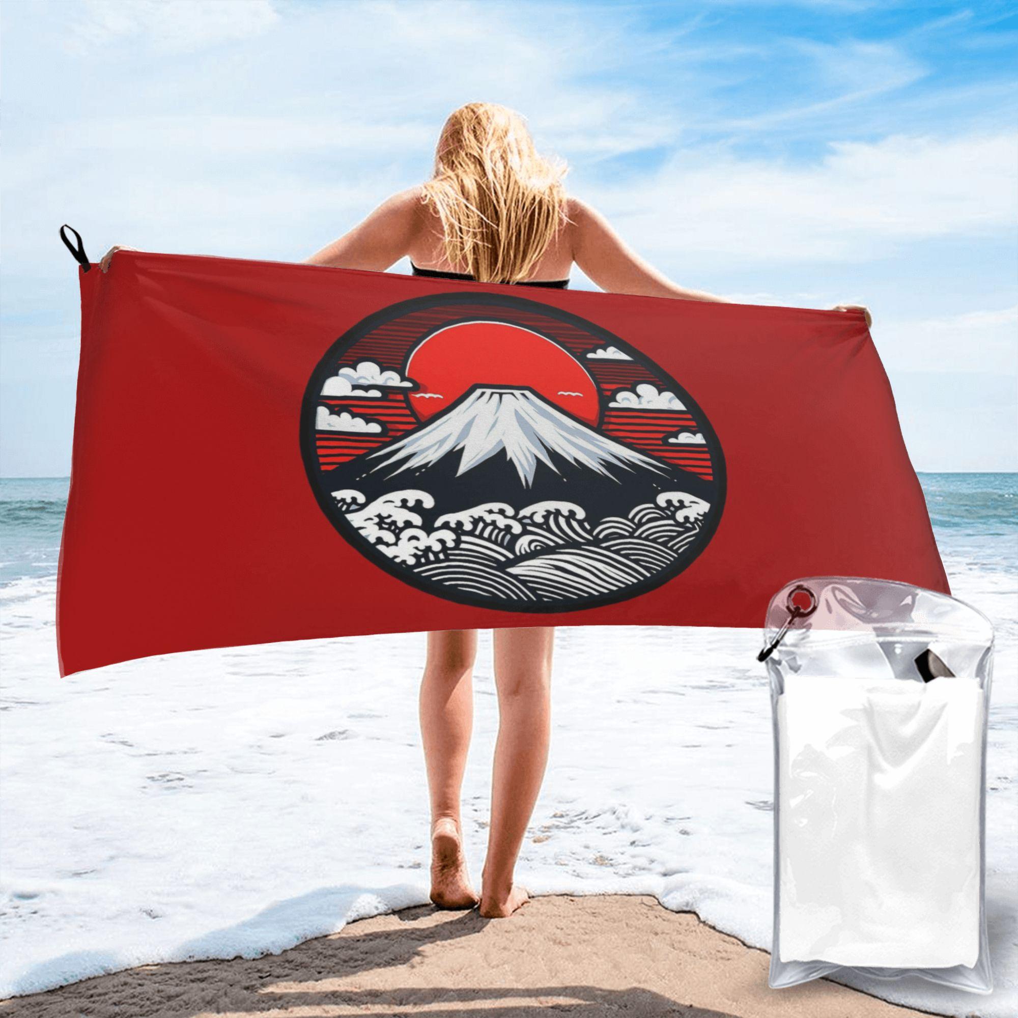 

Mount Fuji and The Great Wave off Kanagawa Beach Towel Soft Microfiber Quick Dry Absorbent Quick Towels For Bath W30*H60(CM)