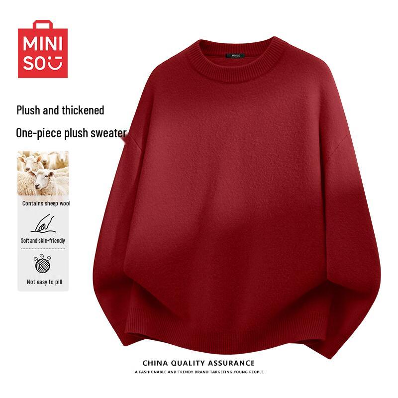 

MINISO Men s Fleece-Lined Crew Neck Sweater 3XL