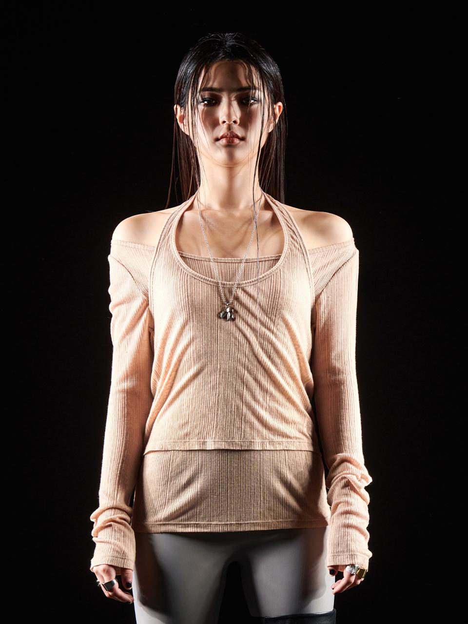 Yiiel Layered Halter Top Beige