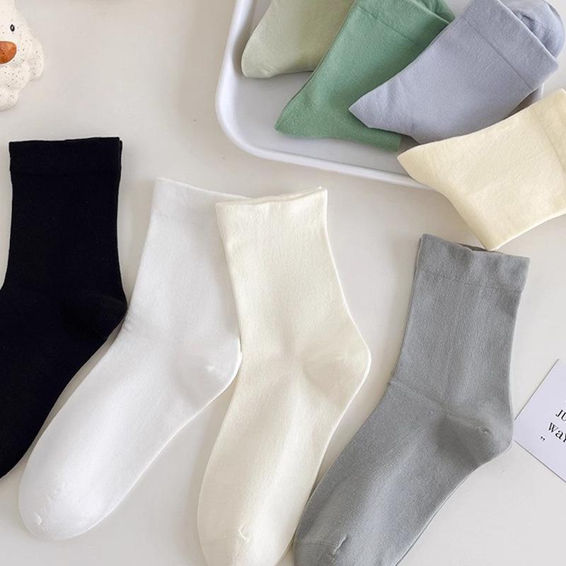 Pure Cotton Women's Anti-Odor Breathable Mid-Calf Scrunched Maternity Socks - Anti-Pilling & Seamless Design