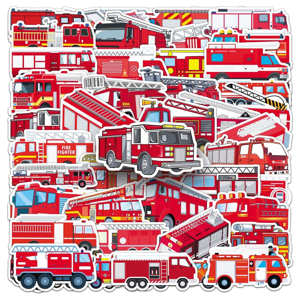 50 Feuerwehrauto Graffiti Aufkleber Personalisierte Cartoon Kinder Kaugummi Karte Dekorative Mobile Koffer Kreative Aufkleber