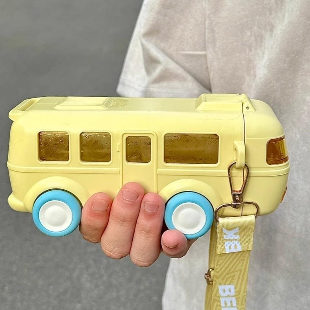 Removable Baby Bus Water Bottle 500ml Kid's Water Bottle Toys Car Shape Straw Water Cup  Children