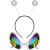 Außerirdisches Antennen-Stirnband mit alberner Brille - Goldener Glitzerball-Raumanzug-Kostüm für Halloween-Party und Cosplay.