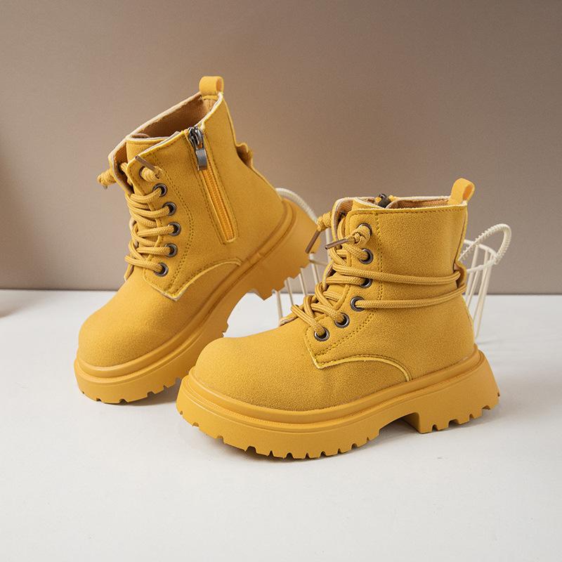Kids All Black Non Slip Chunky Sole Martin Boots