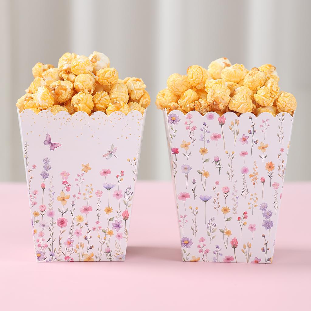 Wildflowers Paper Popcorn Box Spring Wildflowers 1st Birthday Party Decor Kids Girl Wedding Birthday Supplies Gift Baby Shower