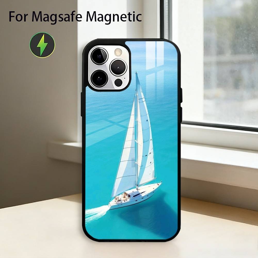 

Чехол для телефона Парусный корабль B-Boat для iPhone 17, 16, 15, 14, 13, 12, 11 Plus, Pro Магнитный для беспроводной зарядки MagSafe iPhone12