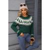 Winter New Christmas Sweater for Women, O-Neck Tree Pattern, Green Knitwear