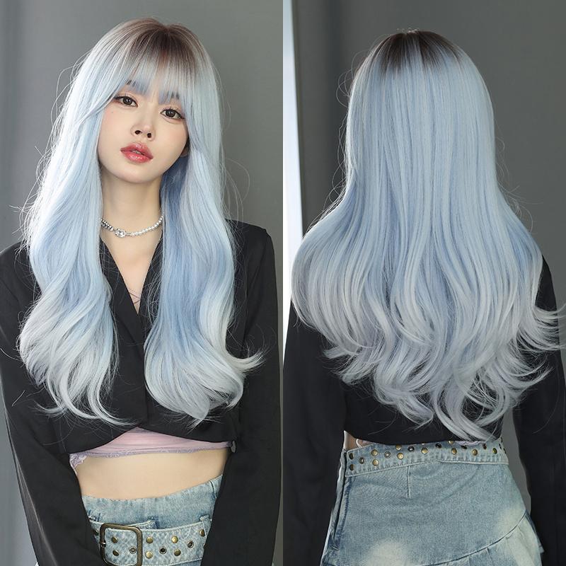 Professional  WIGS Long Body Wavy Sakura Pink Wig for Sweet Girl High Density Synthetic Loose Curly Hair Wig with Bangs Beginner Friendly