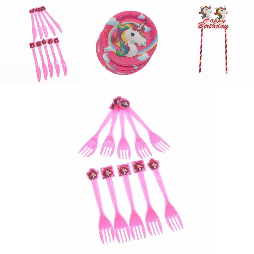 Magical Unicorn Kids Birthday Party Supplies Featuring Colorful Plates Cups And Banners