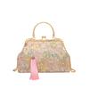 Elegant Embroidered Handbags for Women Fashion Metal Handle Shoulder Bag with Chain Strap Ladies Evening Party Purse Gift wallet
