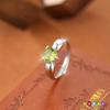 Natural Peridot Ring S925 Sterling Silver Inlaid Heart Crystal Stone 7mm Daily Women's Jewelry Gifts