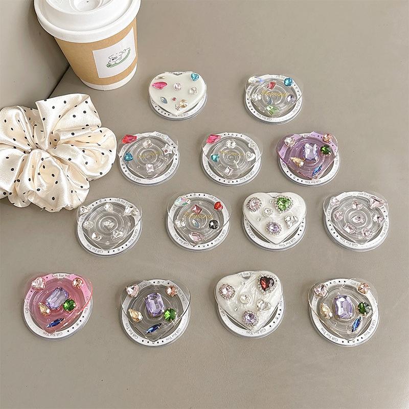 Colored Gemstones, Rhinestones, Love Mobile Phone, Airbag Bracket, Advanced Wind-Sensitive Magnetic Suction Magsafe Desktop Support Frame