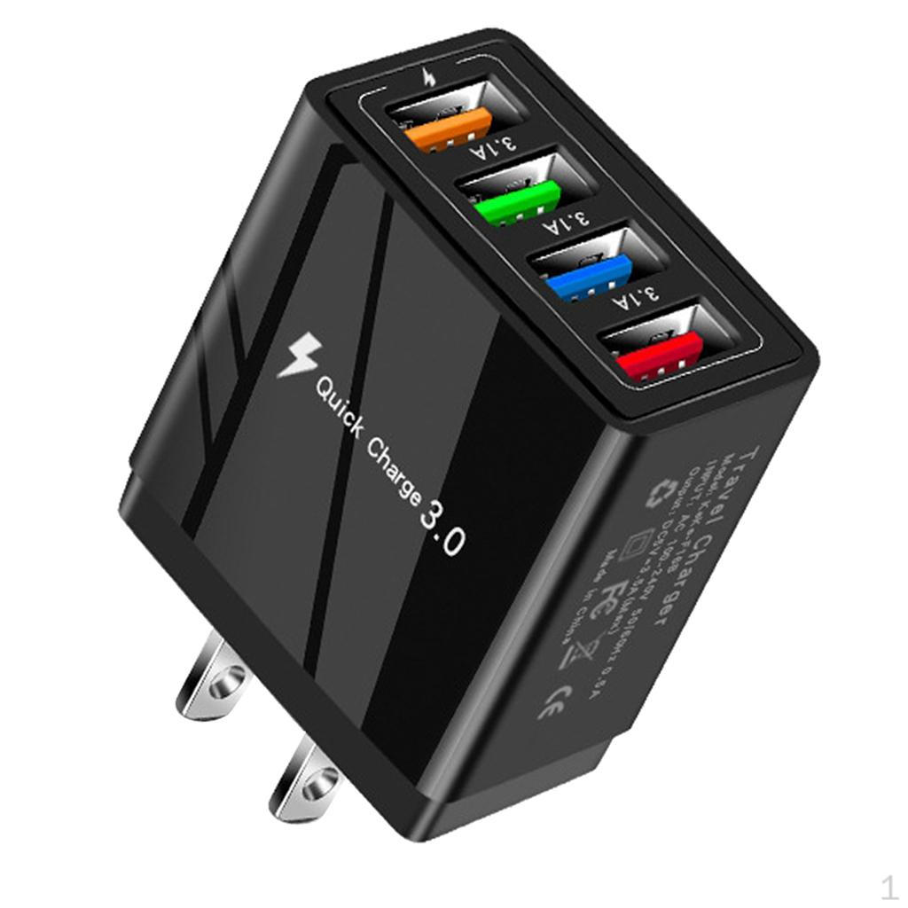 USB Настенная, 4-портовая зарядная станция-вилка, Адаптер питания для и Black