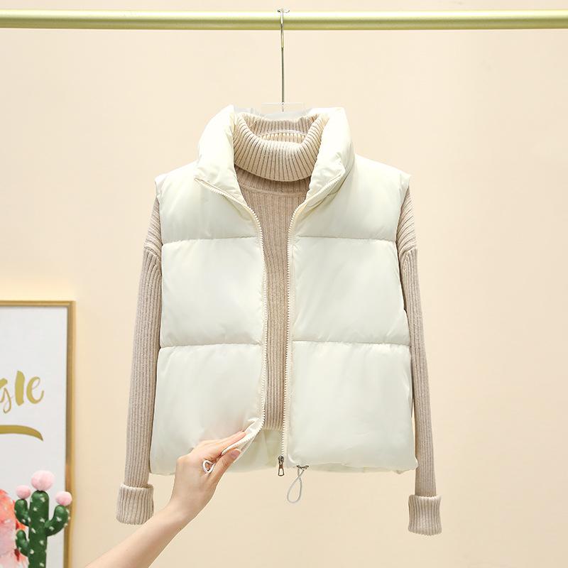 New Winter Cotton with Loose Fashion Korean Version of Thin Simple Stand-up Collar Short Vest Jacket