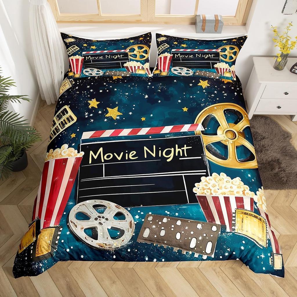 Film Theme Bedding Set Cinema Movie Theater Comforter Cover Twin Queen King Cartoon Duvet Cover Cinema Poster Design Quilt Cover